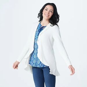 Belle by Kim Gravel White and Blue Blouse
